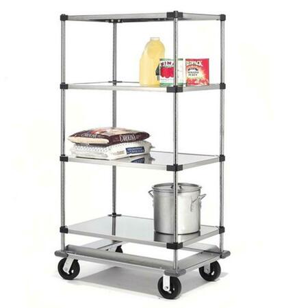 NEXEL Stainless Steel Solid Shelf Dolly Base Truck, 18 x 36 x 69 in. D1836RSSB